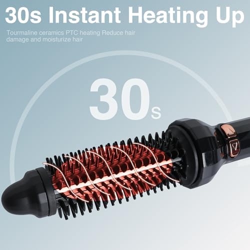 Rotating Curling Iron Brush 1 Inch Barrel,Thermal Brush Heated Round Brush,Hot Curling Comb for Medium Hair,Ceramic Electric Hair Styling Brush 2 in 1 Hair Straightener and Curler - Image 5