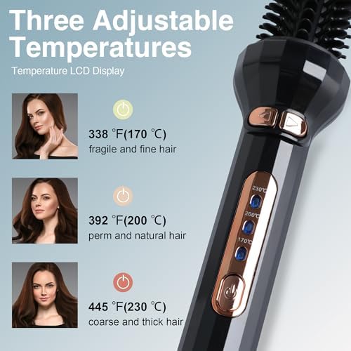 Rotating Curling Iron Brush 1 Inch Barrel,Thermal Brush Heated Round Brush,Hot Curling Comb for Medium Hair,Ceramic Electric Hair Styling Brush 2 in 1 Hair Straightener and Curler - Image 4