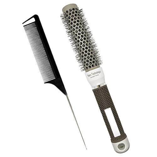 Round Hair Brush for Blow Drying Curling Brush Vented Thermal Barrel Ceramic Circle Brush for Rolling, Wave Hair Styling Blowout Brush Rubber Handle (1 inch/25mm, White)