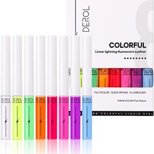 RoyueS 8 Colors Neon Liquid Eyeliner Set ,UV Glow Matte Eyeliner Waterproof Smudgeproof Fluorescent Body Face Paint Makeup f