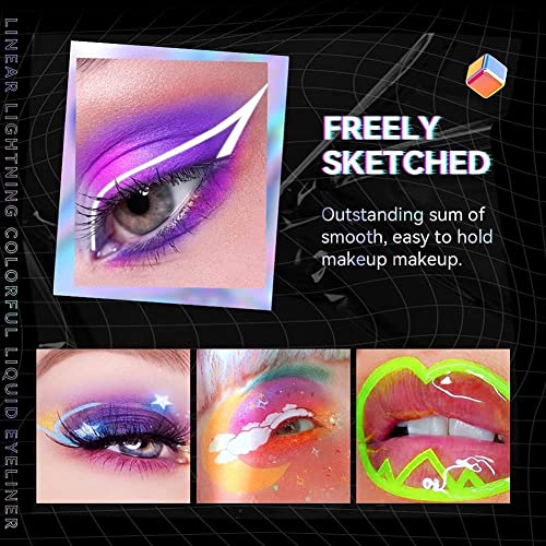 RoyueS 8 Colors Neon Liquid Eyeliner Set ,UV Glow Matte Eyeliner Waterproof Smudgeproof Fluorescent Body Face Paint Makeup f - Image 5