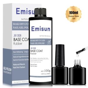 Rubber Base Coat, 100ml for Gel Nail Polish Soak Off Curing for Professional Nail Salon or DIY at Home with an Empty Bottle