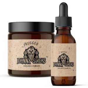 Rugged Beard Style Kit: Oil Based Pomade, Beard Oil for Healthy Growth