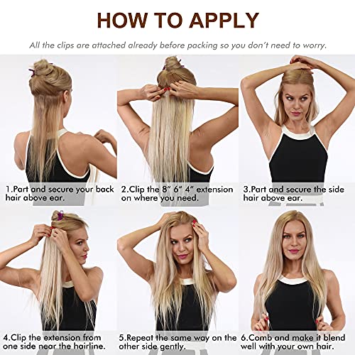 S-noilite Clip in Hair Extensions Real Human Hair Curly Wavy Dark Brown Human Hair Extensions Clip Ins 18 Inch 8pcs 140g Straight Real Hair Extensions Clip in Human Hair Double Weft #2W - Image 6