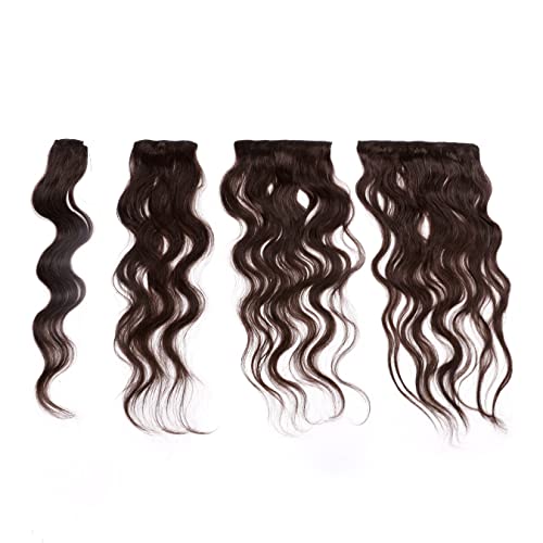 S-noilite Clip in Hair Extensions Real Human Hair Curly Wavy Dark Brown Human Hair Extensions Clip Ins 18 Inch 8pcs 140g Straight Real Hair Extensions Clip in Human Hair Double Weft #2W - Image 8