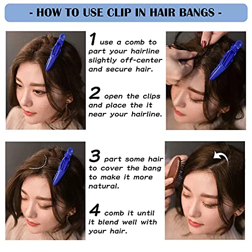 S-noilite Clip in Side Bangs 100% Real Human Hair 2PCS Clip on Hair Bangs Long Side Swept Fringe Hairpieces French Bangs Extension 32g For Women Adding Hair Volume #27 Dark Blonde - Image 7