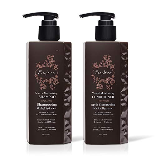 Saphira Mineral Moisturizing Shampoo and Conditioner, Hydrating for Dry, Damaged, Bleached & Color-Treated Hair, Sulfate-Free, Paraben-Free, Nourishes & Revitalizes Lifeless Hair