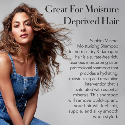 Saphira Mineral Moisturizing Shampoo, Hydration and Shine for Dry, Damaged, Permed or Chemically Treated Hair and Scalp, Sulfate-Free, Paraben-Free, Vegan, Prevents Frizz and Split Ends - Image 2