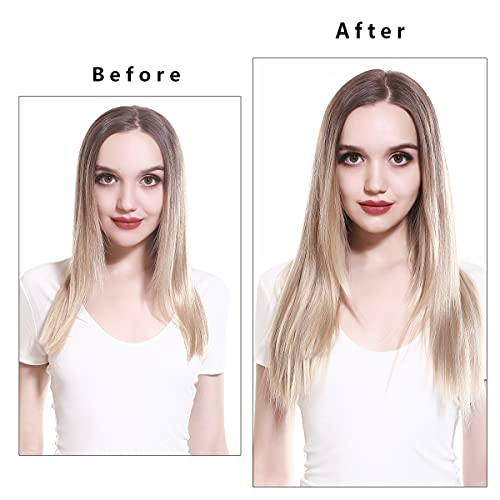 SARLA 22 Inch Dirty Blonde Straight Long Synthetic Hair Extensions with Adjustable Transparent Headband - Image 4