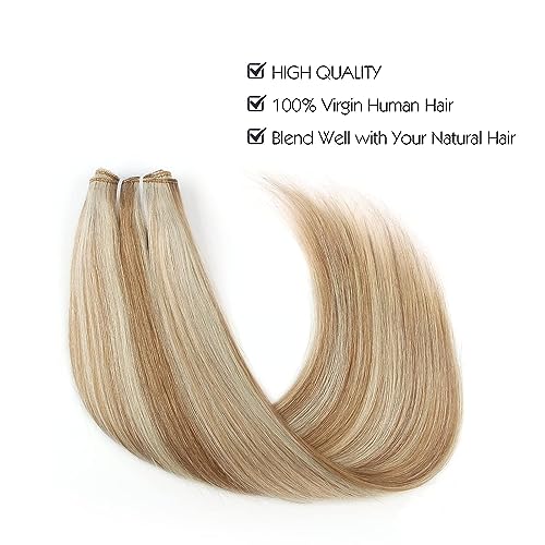 Sassina Invisible Wire Hair Extensions with Transparent Wire 16 Inch 80g Highlight Ash Blonde to Platinum Blonde Remy Hair Extensions, P8-60 - Image 7