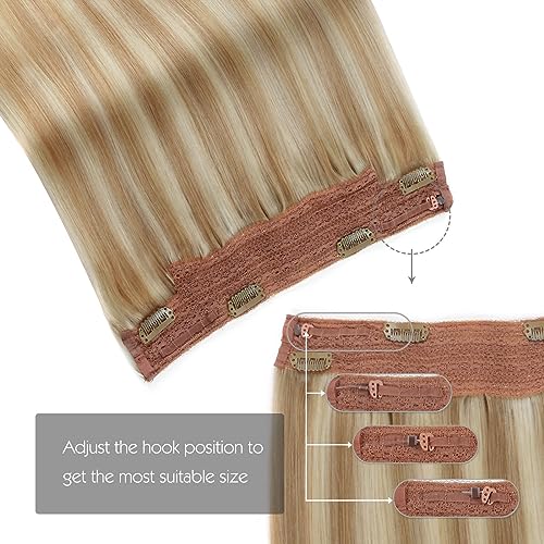 Sassina Invisible Wire Hair Extensions with Transparent Wire 16 Inch 80g Highlight Ash Blonde to Platinum Blonde Remy Hair Extensions, P8-60 - Image 5