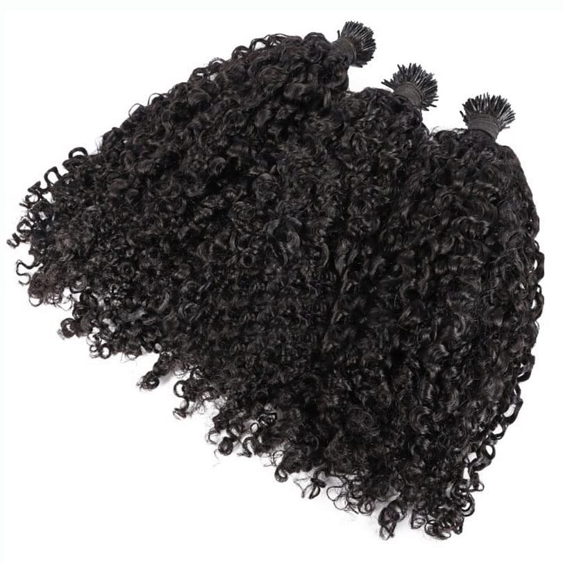 Sassy Curly I Tip Hair Extensions 100 Strand Brazilian Microlinks Human Hair Keratin Fusion Stick I Tip Hair For Women (18inch 100strand, Natural Color)
