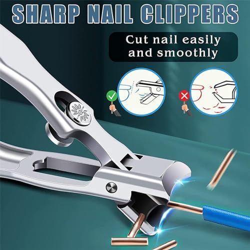 Satismoon Mini Ultra Sharp Nail Clipper with Catcher, Long Handle, For Thick Nails - Image 2