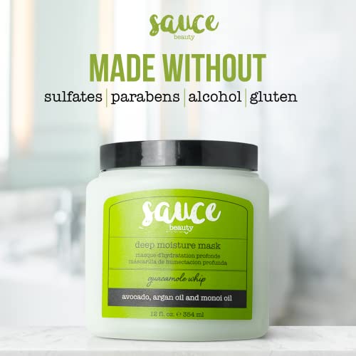 SAUCE BEAUTY Guacamole Whip Hair Masks - Deep Conditioning Hair Masks w/Avocado, Honey & Argan Oil - 12 Fl Oz + 3.4 Fl Oz Hair Masks for Dry, Damaged & Frizzy Hair - Image 5