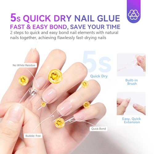 Saviland 10ml Fast Drying Brush-On Nail Glue for Press Ons and Acrylics - Image 3