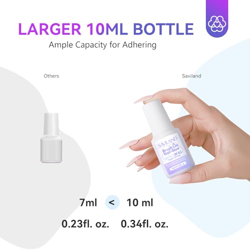 Saviland 10ml Fast Drying Brush-On Nail Glue for Press Ons and Acrylics - Image 6