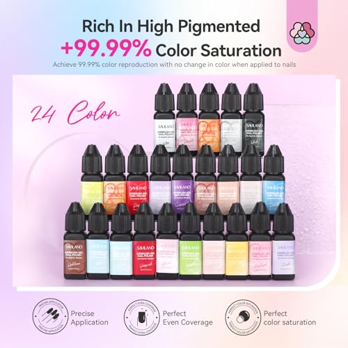 SAVILAND 24 Color Airbrush Gel Nail Polish 100pcs Nail Polish Protector for Fingers with Tweezers - Image 2