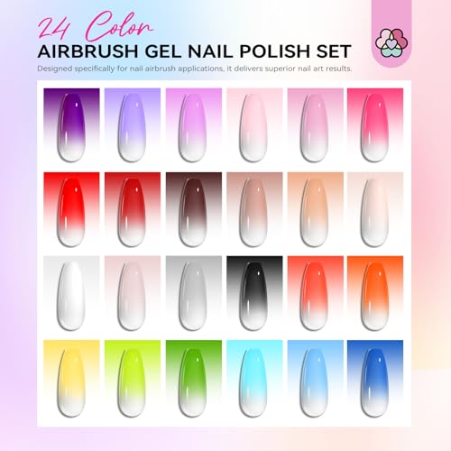 SAVILAND 24 Color Airbrush Gel Nail Polish 100pcs Nail Polish Protector for Fingers with Tweezers - Image 3