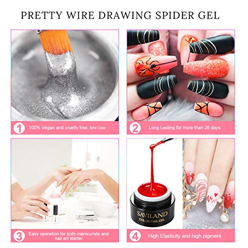 Saviland 250ML Gel Nail Polish Remover Kit with 6 Colors Spider Gel - Image 7