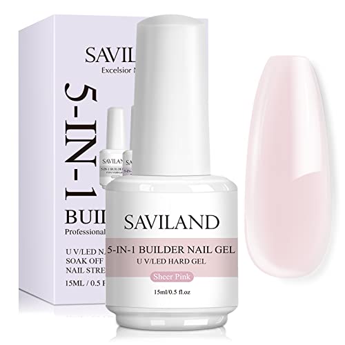 SAVILAND 5-in-1 Light Pink Builder Gel 15ml Nail Art Extension