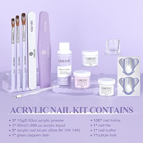 Saviland Acrylic Nail Kit: All-in-One Beginner Nail Kit 15g Clear/White/Pink Acrylic Powder and Liquid Set with Acrylic Nail Brush and Dip Powder Nail Kit Starter: Saviland 20 Colors Nail Dips Powder - Image 8