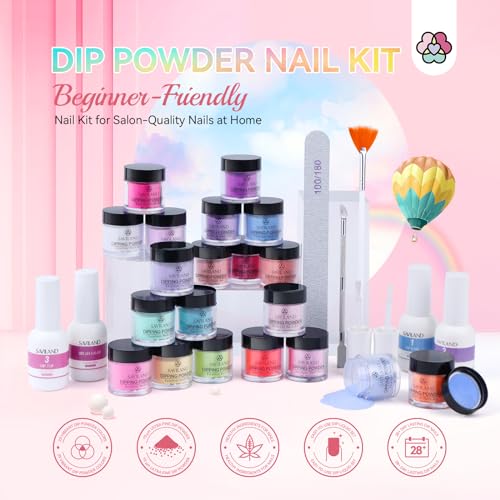 Saviland Acrylic Nail Kit: All-in-One Beginner Nail Kit 15g Clear/White/Pink Acrylic Powder and Liquid Set with Acrylic Nail Brush and Dip Powder Nail Kit Starter: Saviland 20 Colors Nail Dips Powder - Image 9