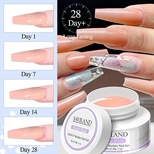 SAVILAND Builder Gels for Nails: 3 Colors 30g Clear Nudes Pink Hard Gel for Nails Extension Gel Set with 15ml Base Top Coat 100pcs Nail Forms Nail Brush Nail Art Manicure Set for Professionals - Image 5