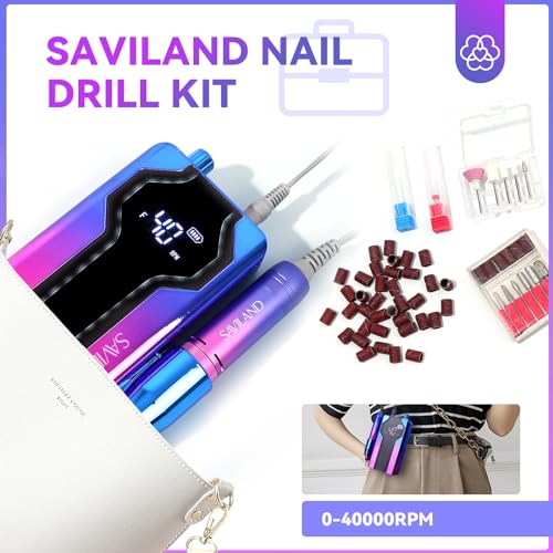 SAVILAND Electric Nail Drill Professional:2024 Night Elf Colors- 40000RPM Nail Drill Machine|Faster Removal Acrylic Nails& Large Battery Capacity Satisfy for Nail Art,Pedicure Manicure Home Nail Salon - Image 7
