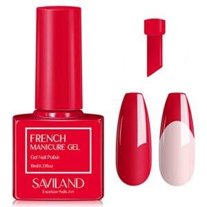 SAVILAND French Gel Nail Polish - 1PC 10ML Red Gel Polish U V LED Soak Off Gel Quick French Manicure Gel Polish Nail Salon DIY Home for Starters Professionals