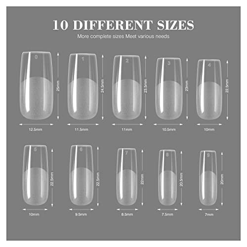 Saviland Gel X Nail Tip - Soft Nail Gel Nail Tip 550PCS Medium Square Full Cover Nail Tip Set Clear Acrylic Nails Tips 12 Sizes Gel Nail Tip Kit for Nail Repair Extensions Kit for DIY Nail Salon Use - Image 5