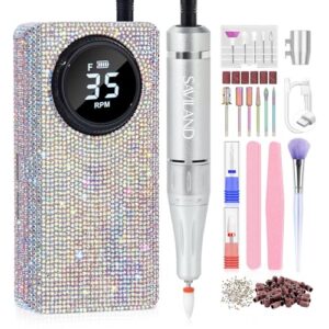 SAVILAND Professionl Nail Drill Kit: Diamond Shiny | 35000RPM Electric Nail Drill Machine | Nail Drill Kit Professional Drill Bits Drill Nail File Buffer Dust Brush Expert Salon Use Manicure Pedicure