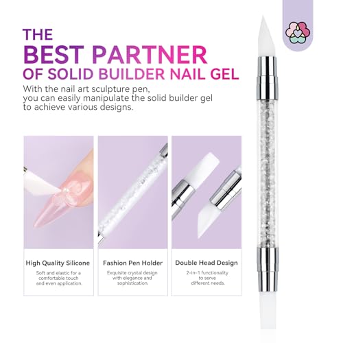 SAVILAND Solid Builder Nail Gel - 60g Large Capacity Clear Hard Gel for Nails 3D Sculpting Non-Sticky Hand Carving Gel Nail Extension Gel with Sequins Chrome Nail Powder DIY at Salon Home - Image 7