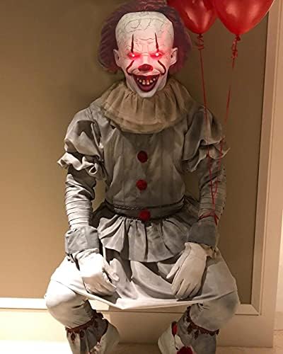 Scary Clown Mask Cosplay Led Light Up Horror Joker Mask with Hair Halloween Latex Adult Women Man Mask - Image 2