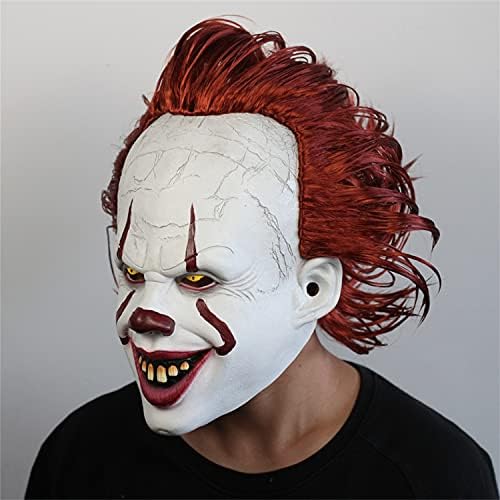 Scary Clown Mask Cosplay Led Light Up Horror Joker Mask with Hair Halloween Latex Adult Women Man Mask - Image 5