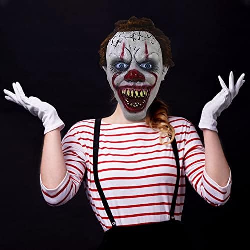 Scary Clown Mask, Creepy Evil Clown Latex Face Masks for Adults Halloween Cosplay Party Props - Image 2