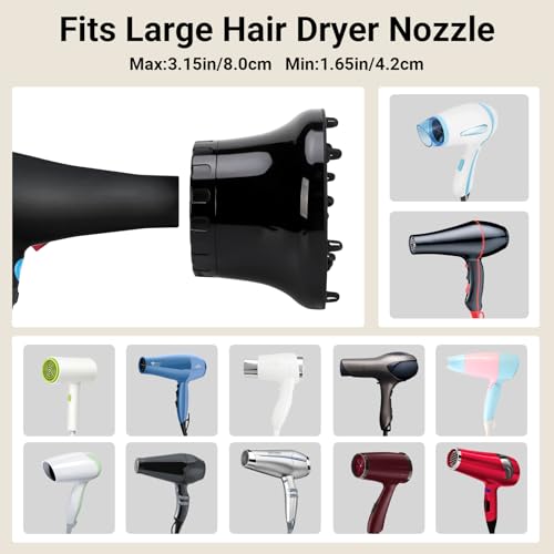 Segbeauty Universal Curly Hair Diffuser, Adaptable Hair Diffuser Attachment for Hair Salon Quality Hairstyling Tool Hair-protective Frizz-free Fast-drying for Dryers with 1.65" - 3.15" Nozzle - Image 3