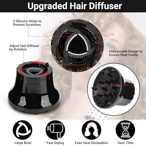 Segbeauty Universal Curly Hair Diffuser, Adaptable Hair Diffuser Attachment for Hair Salon Quality Hairstyling Tool Hair-protective Frizz-free Fast-drying for Dryers with 1.65" - 3.15" Nozzle - Image 4