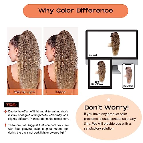 SEIKEA 26 Inch Isabella Ponytail Extension, Bohemian Curly, Chocolate Brown Caramel Blonde - Image 9