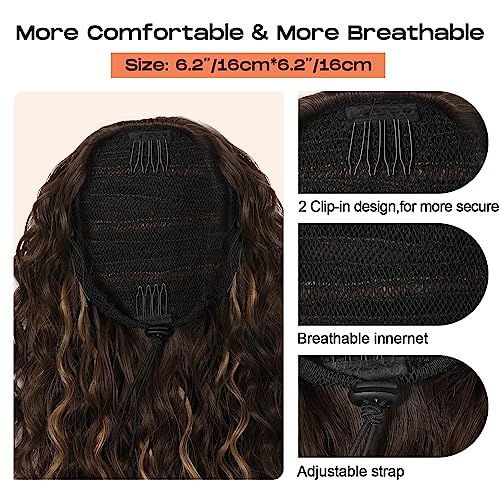 SEIKEA 26 Inch Isabella Ponytail Extension, Bohemian Curly, Chocolate Brown Caramel Blonde - Image 6
