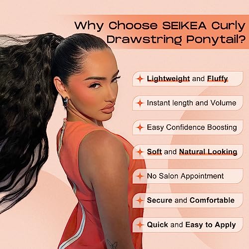 SEIKEA 26 Inch Isabella Ponytail Extension, Bohemian Curly, Chocolate Brown Caramel Blonde - Image 4