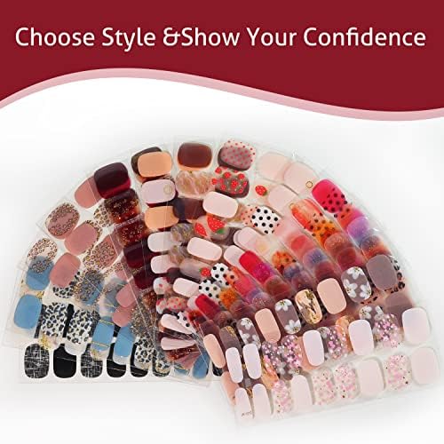 Semi Cured Gel Nail Stickers Long Lasting Nail Polish Strips with UV Lamp Salon-Quality Semi-Cured Gel Nail Wraps Semicured Gel Nail Sticker for Women with UV Light - Image 8