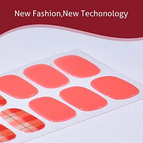 Semi Cured Gel Nail Stickers Long Lasting Nail Polish Strips with UV Lamp Salon-Quality Semi-Cured Gel Nail Wraps Semicured Gel Nail Sticker for Women with UV Light - Image 7