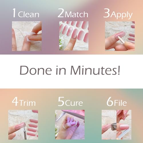 Semi Cured Gel Nail Strips, 20 pcs Nail Wraps, Glaze Gel Nail Stickers, Salon Quality French Manicure, Full Decal Gel Polish Strips, Long Lasting SCG, Easy on, UV Required (Rococo Dance) - Image 5