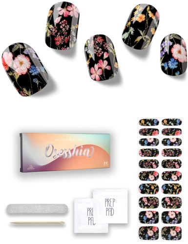 Semi Cured Gel Nail Strips, 20 pcs Nail Wraps, Glaze Gel Nail Stickers, Salon Quality French Manicure, Full Decal Gel Polish Strips, Long Lasting SCG, Easy on, UV Required (Rococo Dance)