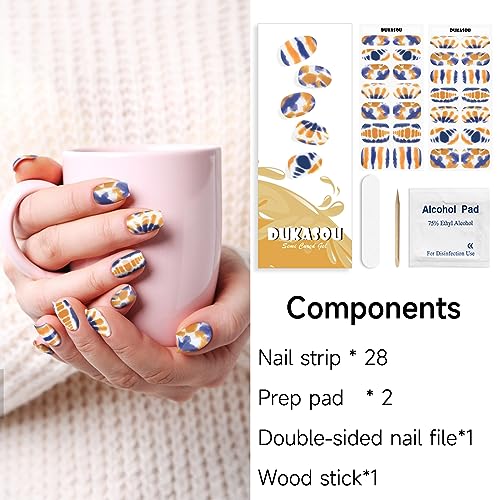 Semi Cured Gel Nail Strips, 28pcs Real Nail Polish Art Stickers/Wraps, Includes Prep Pads, Nail File & Wood Stick, Sticker Nails for Women Girls Kids Diy Decorations Birthday Party Favor Gifts - Image 6