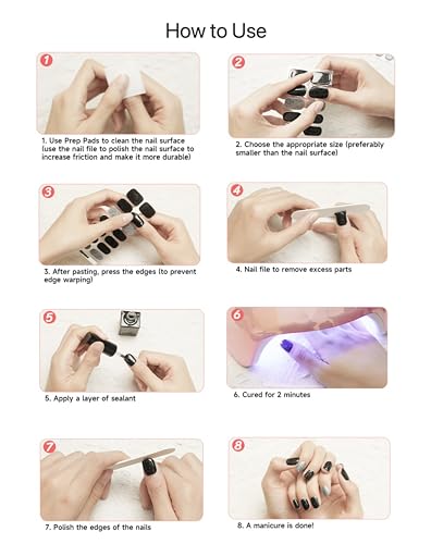 Semi Cured Gel Nail Strips, 28pcs Real Nail Polish Art Stickers/Wraps, Includes Prep Pads, Nail File & Wood Stick, Sticker Nails for Women Girls Kids Diy Decorations Birthday Party Favor Gifts - Image 7