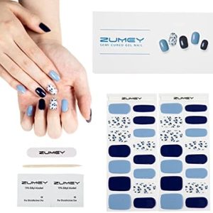 Semi Cured Gel Nail Strips – 30pcs Extra Long Stickers – Gel Nail Polish Stick On Nails Kit – Glossy & Long Lasting Nail Stickers for Nail Art for Women, UV Lamp Required (Dreamboat)