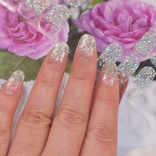 Semi Cured Gel Nail Strips Glitter Sequins Nail Stickers Transparent Full Nail Wraps for Women Nail Art Design - Image 6