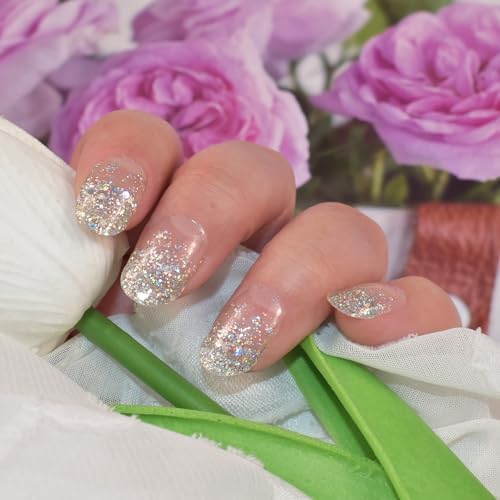 Semi Cured Gel Nail Strips Glitter Sequins Nail Stickers Transparent Full Nail Wraps for Women Nail Art Design - Image 5