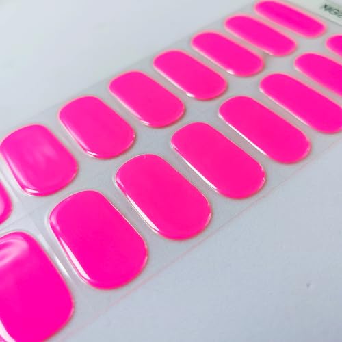 Semi Cured Gel Nail Strips Hot Pink UV Nails Gel Nail Stickers 20 Pieces Salon-Quality Nail Polish Strips Holiday Nails Works with UV Nail Lamp Easy Application & Removal - Image 4